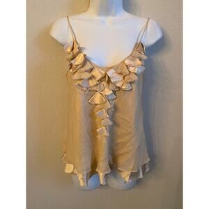 EUC Max Mara nude sand beige ruffled cami silk size 4
